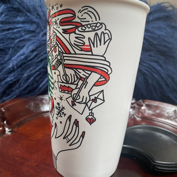 Starbucks Ceramic travel mug Limited edition  Holiday 2017 design - Picture 4 of 14